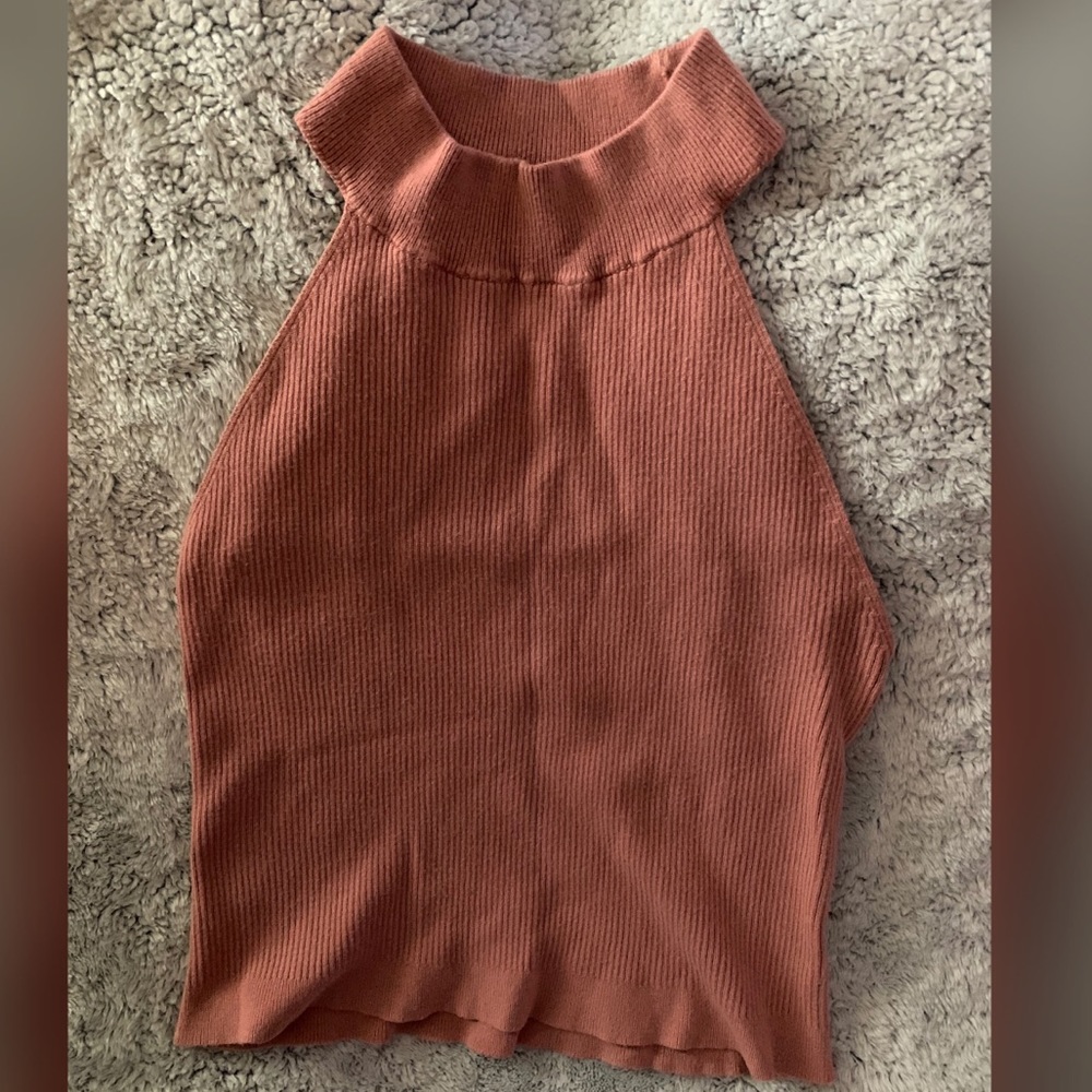 Mock neck knit pink top